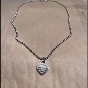 Return to Tiffany Heart Tag with bead Necklace 18”